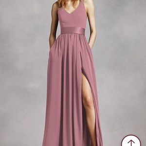V Neck Halter Gown with Sash- Size 4 (like-new)
